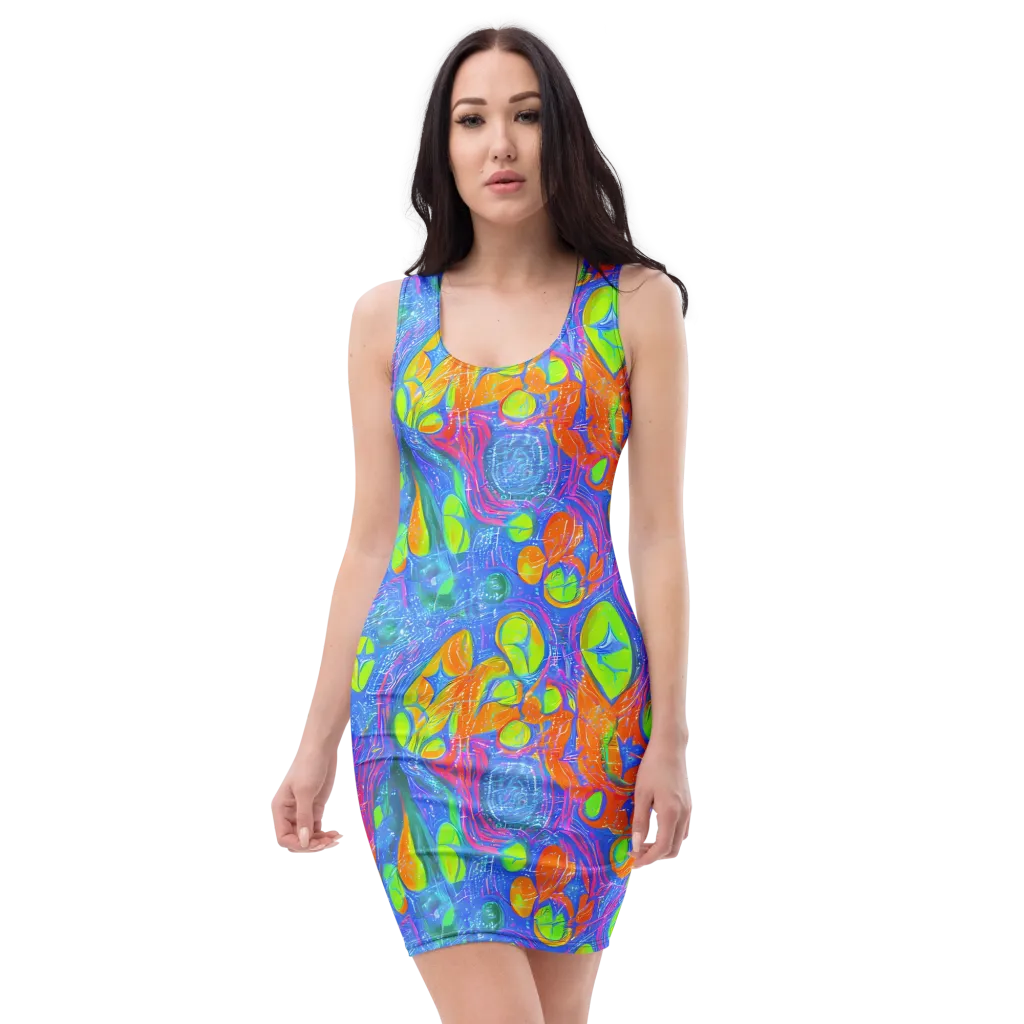 Pixelated Citrus on Bodycon Dress — Front