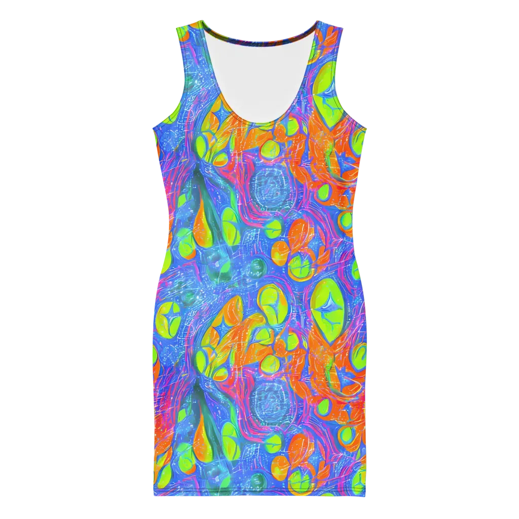 Pixelated Citrus on Bodycon Dress — Front