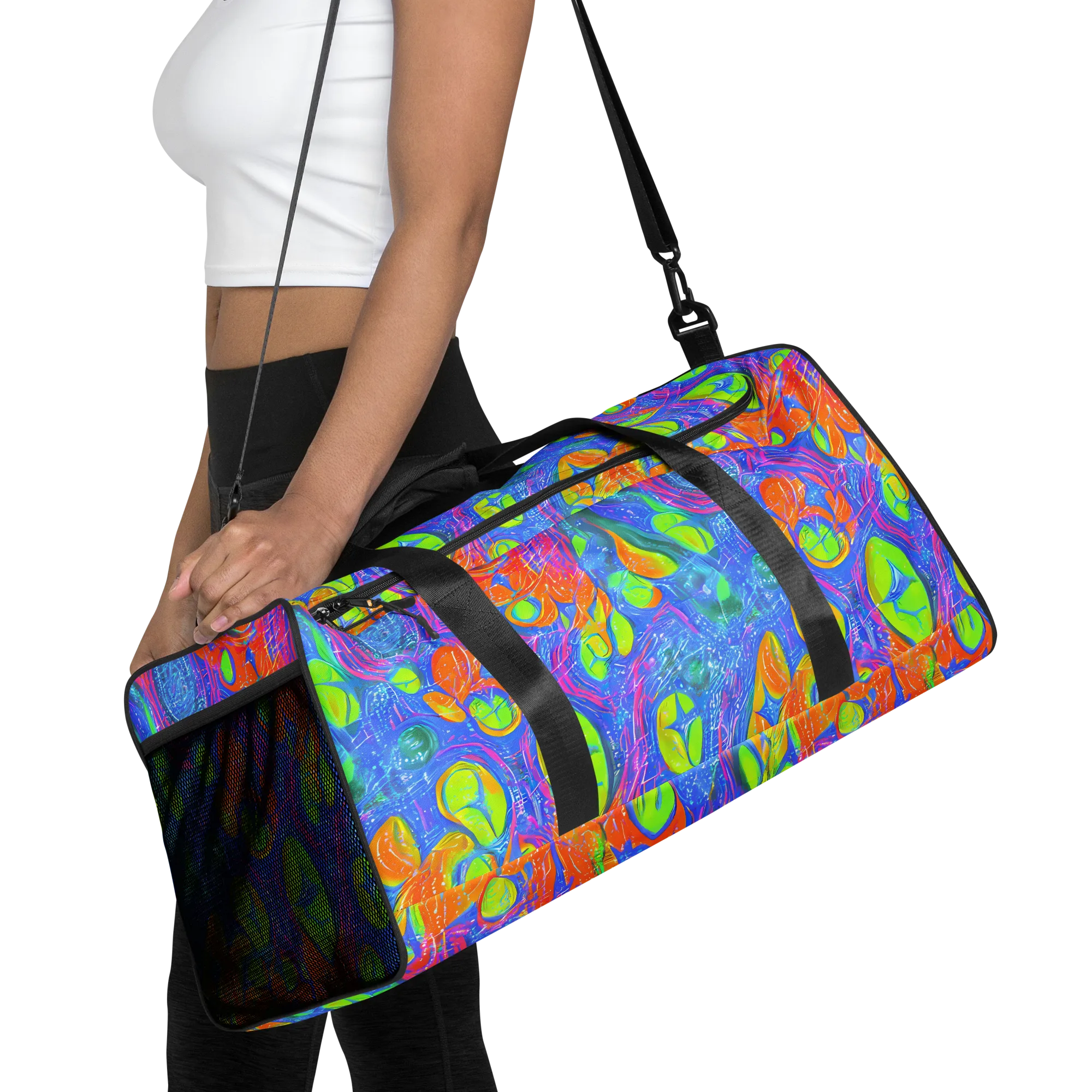 Pixelated Citrus on Duffle Bag — Front