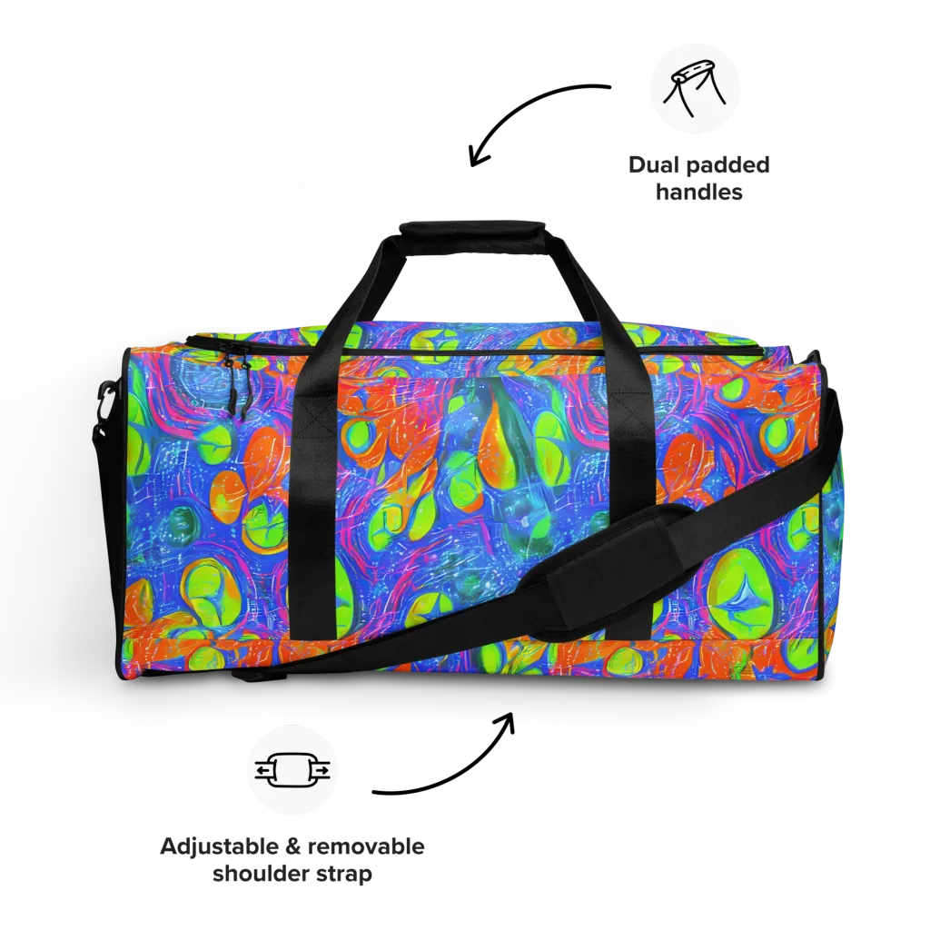 Pixelated Citrus on Duffle Bag — Front