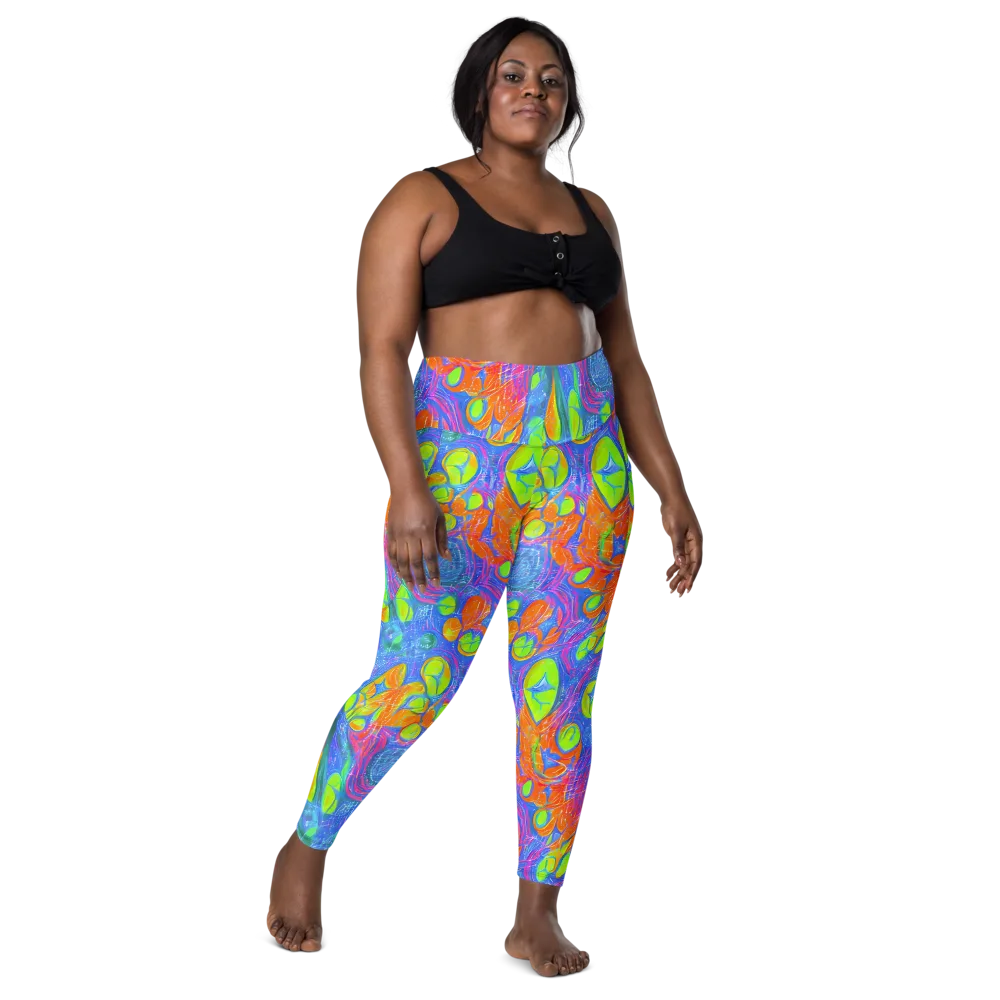 Pixelated Citrus on Leggings with Pockets — Front