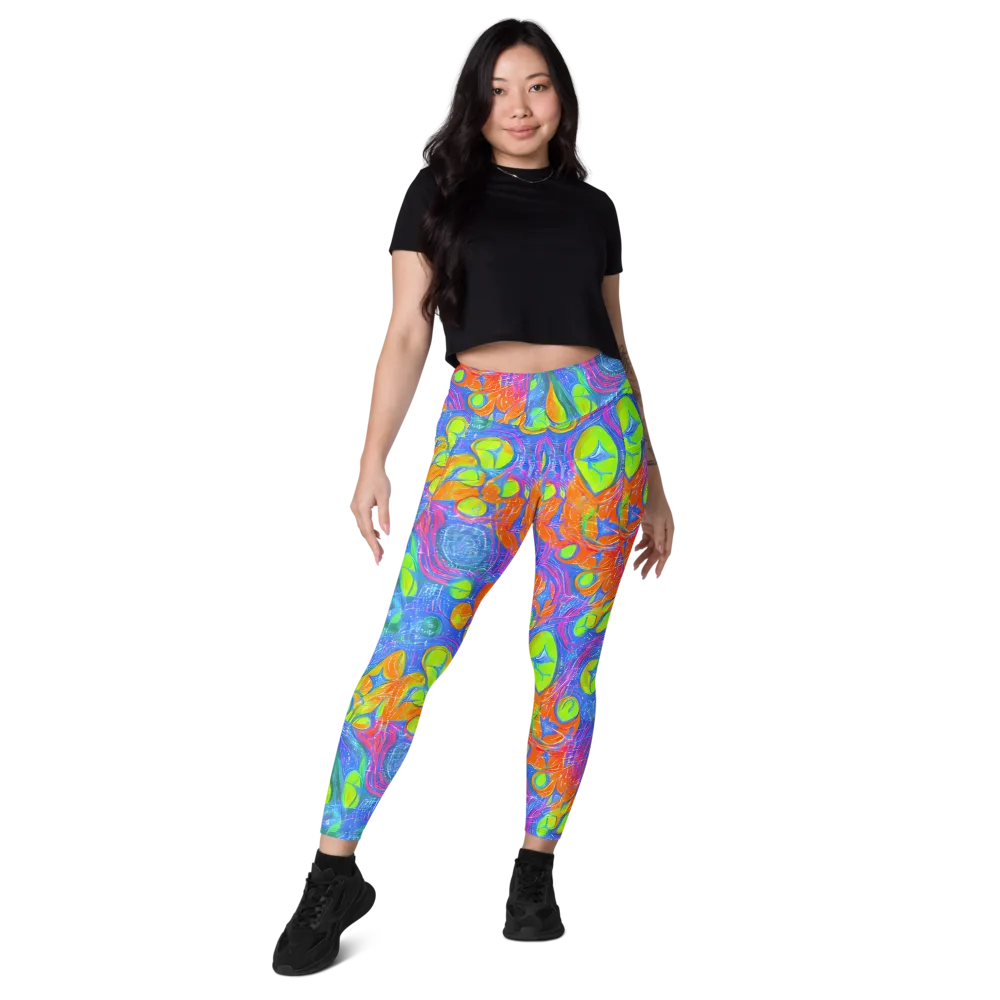 Pixelated Citrus on Leggings with Pockets — Front