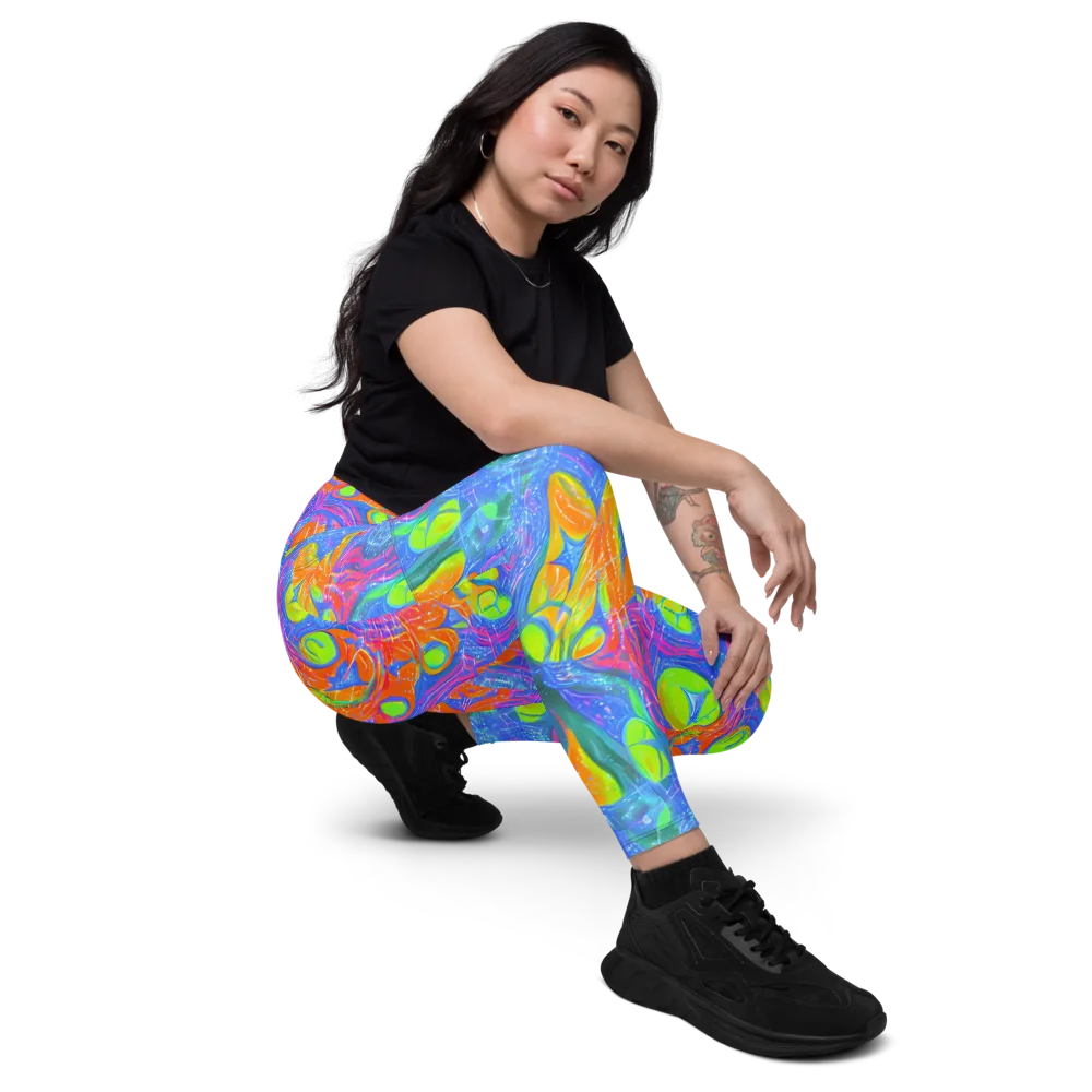 Pixelated Citrus on Leggings with Pockets — Right Front