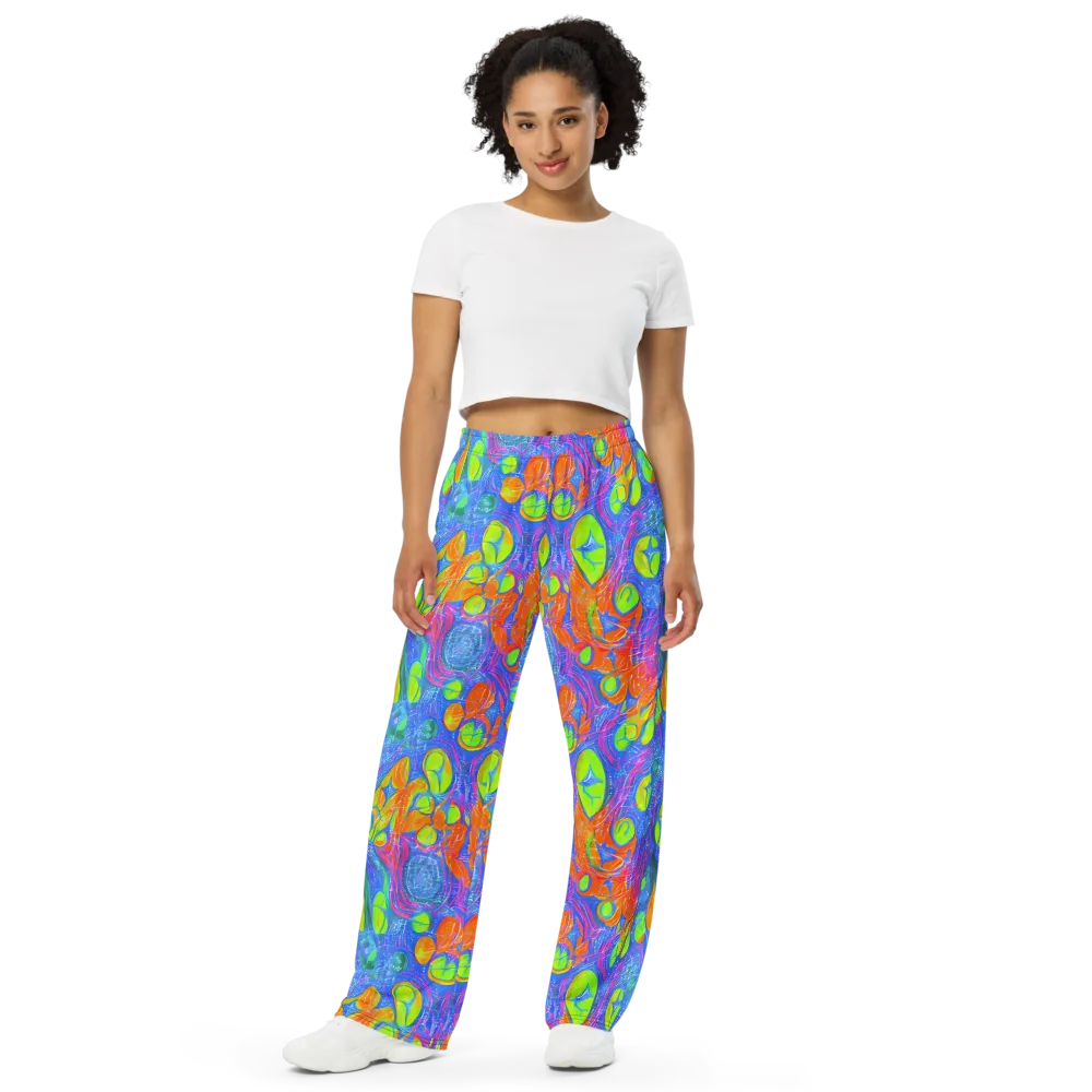 Pixelated Citrus on Wide-Leg Pants — Front