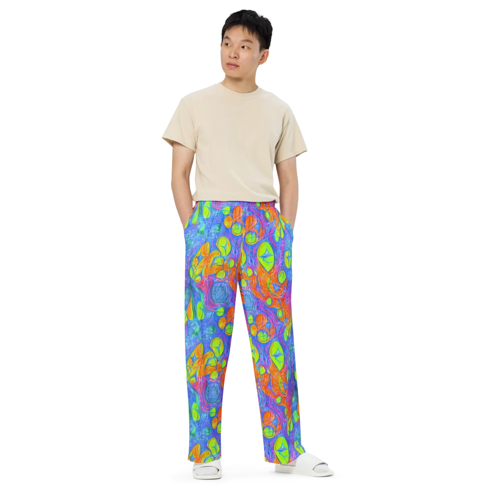 Pixelated Citrus on Wide-Leg Pants — Front