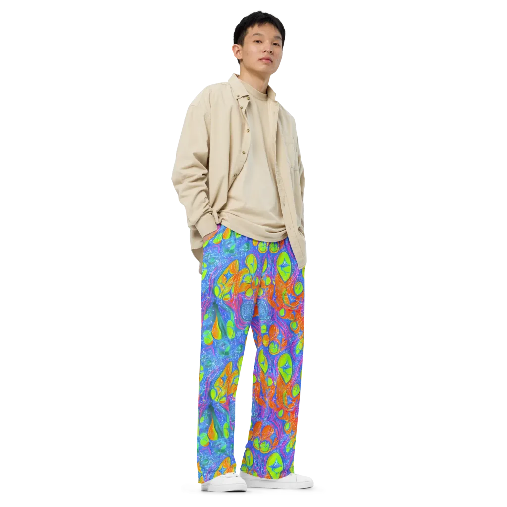 Pixelated Citrus on Wide-Leg Pants — Right Front