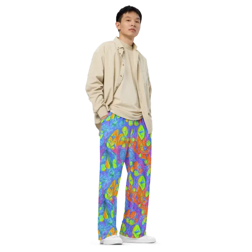 Pixelated Citrus on a Wide-Leg Pants