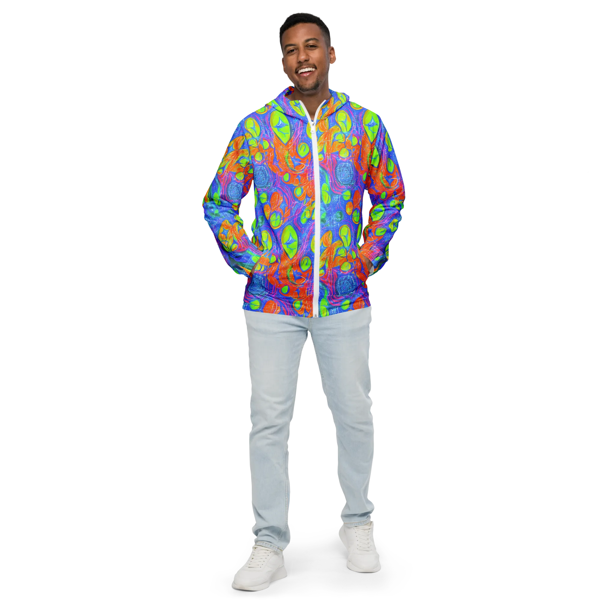 Pixelated Citrus on Men's Windbreaker — Front