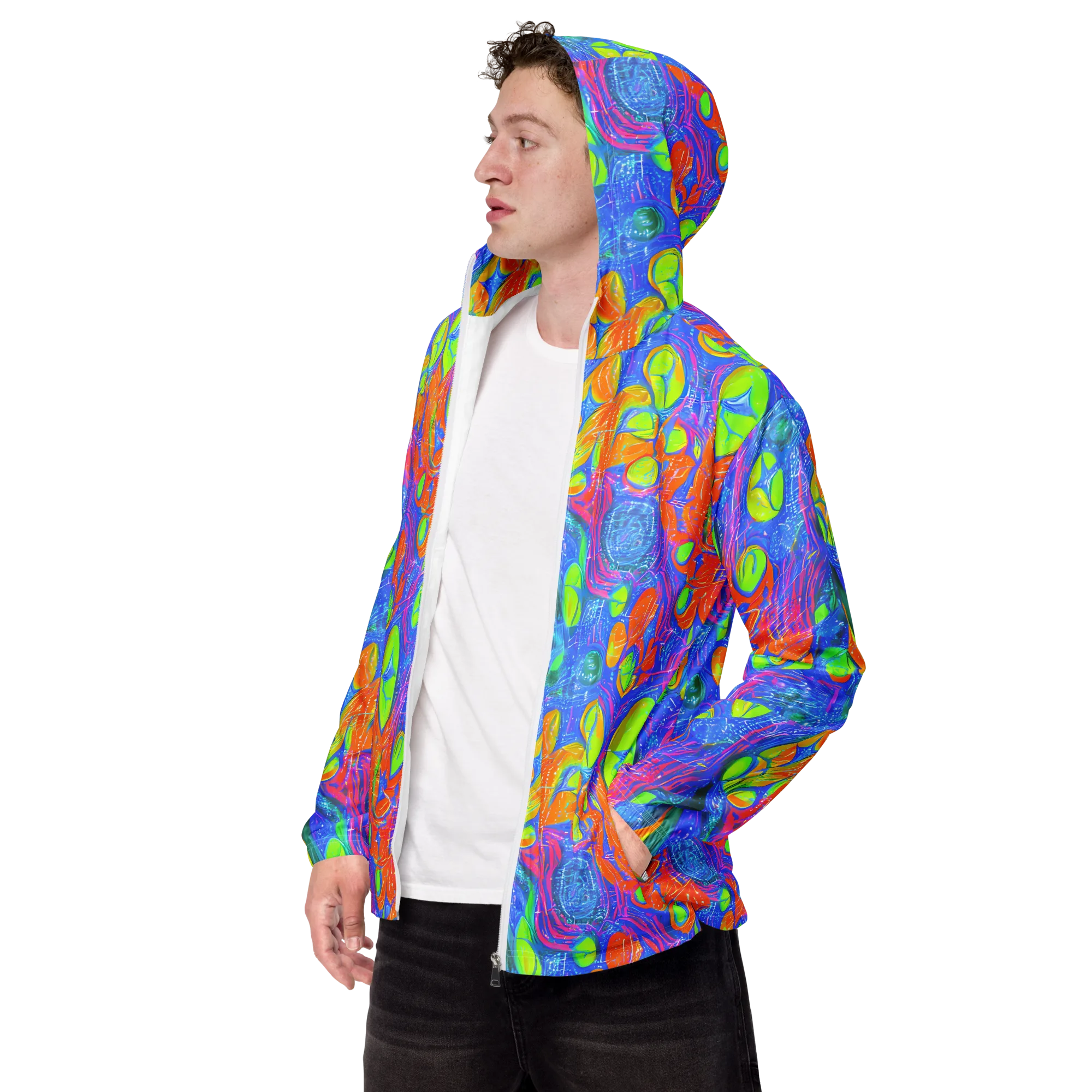 Pixelated Citrus on Men's Windbreaker — Left Front