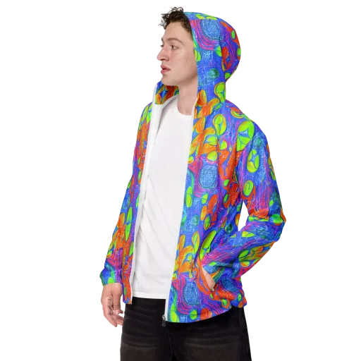 Pixelated Citrus on a Men's Windbreaker