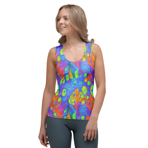 Pixelated Citrus on a Women's Tank Top
