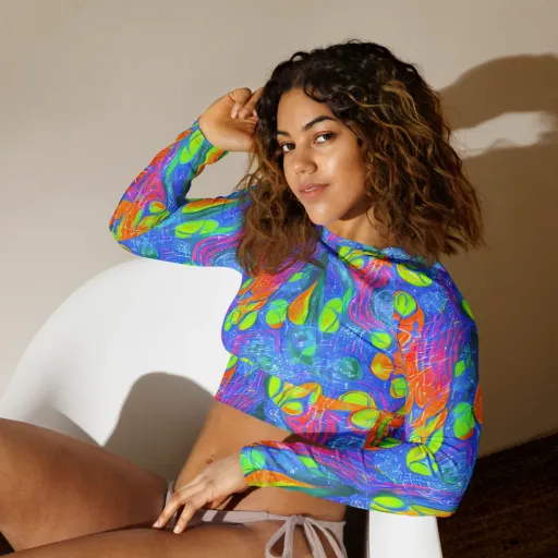 Pixelated Citrus on a Long Sleeve Crop Top