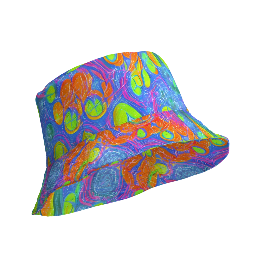 Pixelated Citrus on Reversible Bucket Hat — Product details Outside