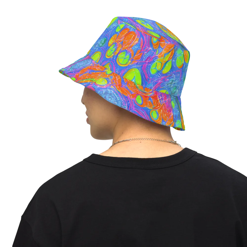 Pixelated Citrus on Reversible Bucket Hat — Back Inside