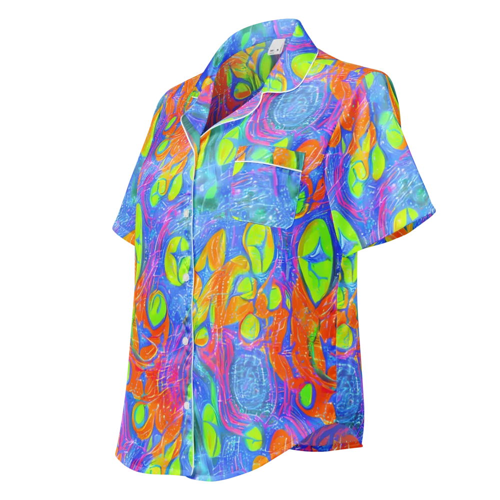 Pixelated Citrus on Women's Short Sleeve Pajama Top — Left Front