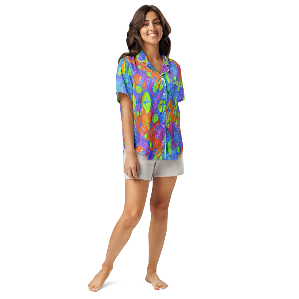 Pixelated Citrus on Women's Short Sleeve Pajama Top — Front