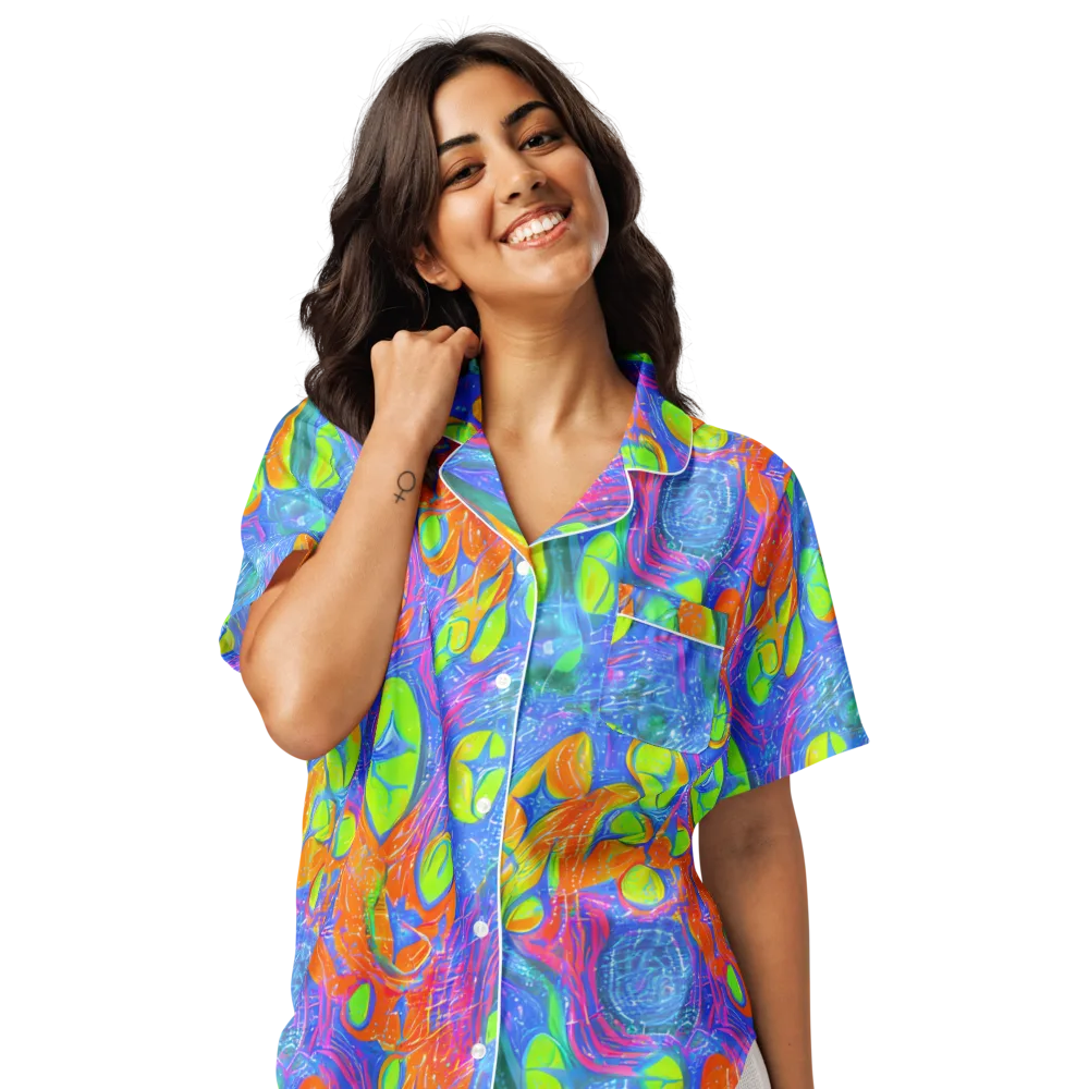 Pixelated Citrus on Women's Short Sleeve Pajama Top — Front