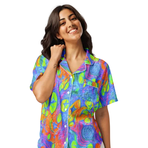 Pixelated Citrus on a Women's Short Sleeve Pajama Top