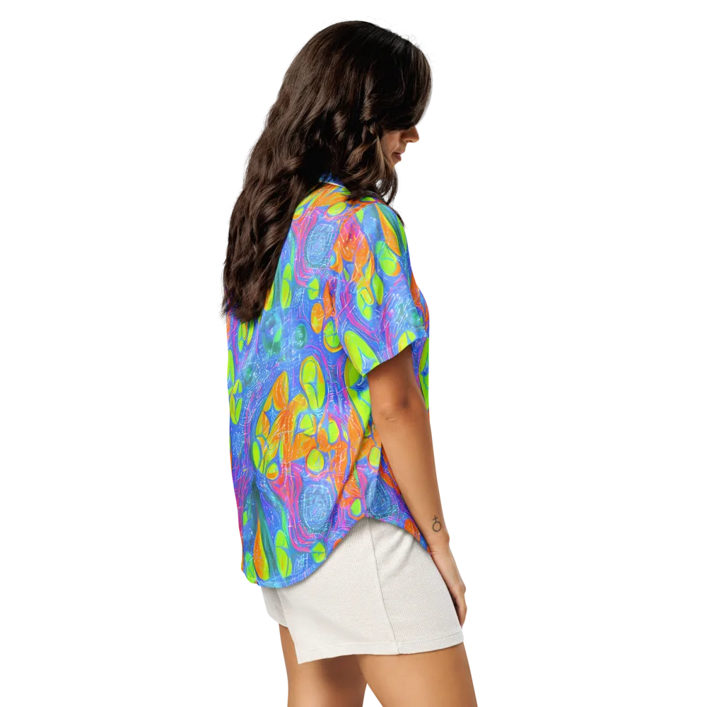 Pixelated Citrus on Women's Short Sleeve Pajama Top — Right Back