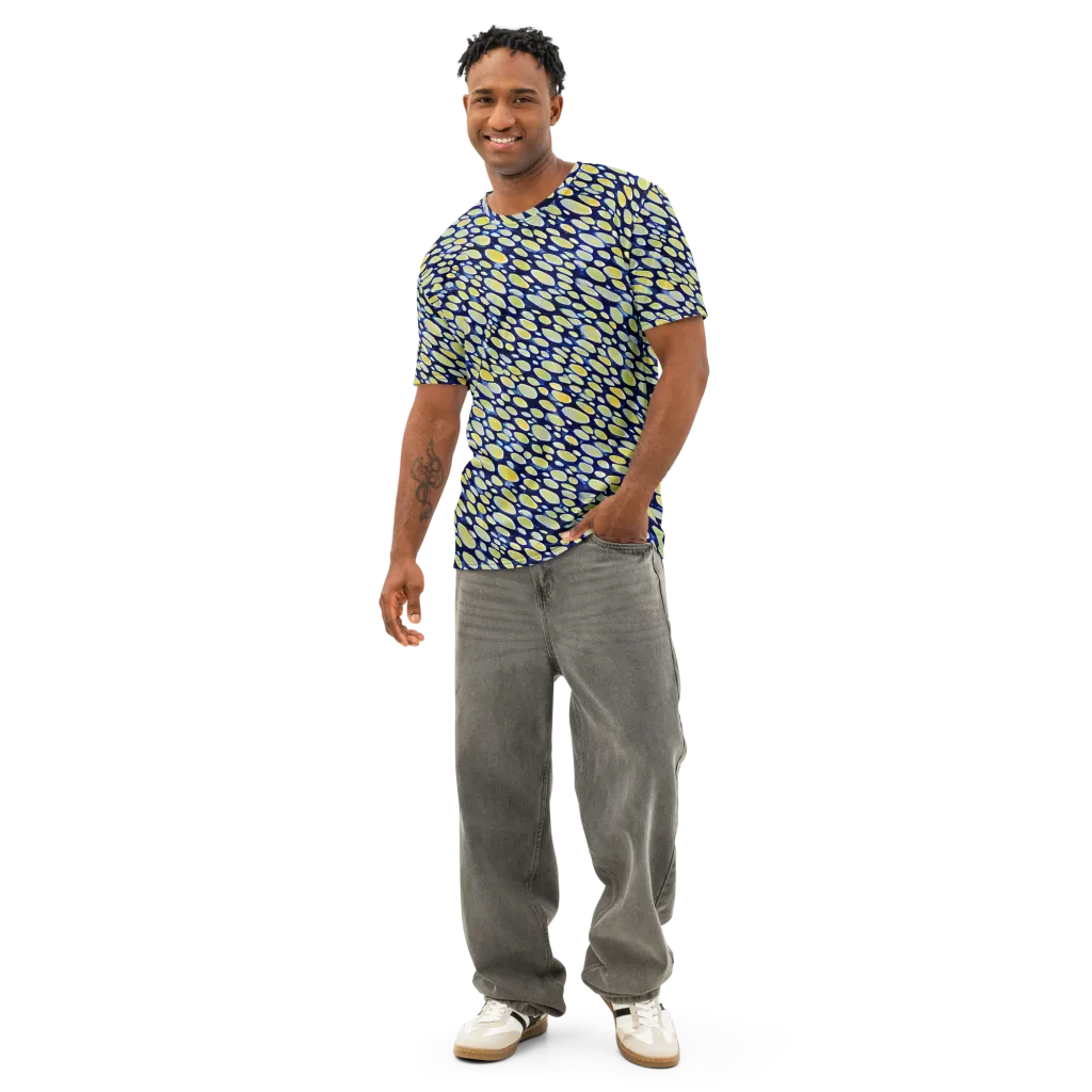 Midnight Citrine on Men's Cotton Crew Neck T-Shirt — Front