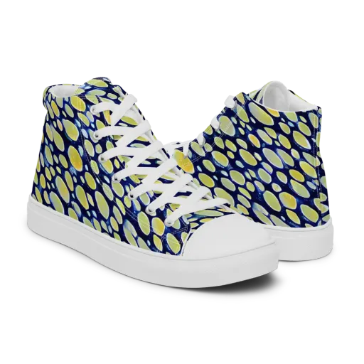 Midnight Citrine on a Men's High Top Canvas Shoes
