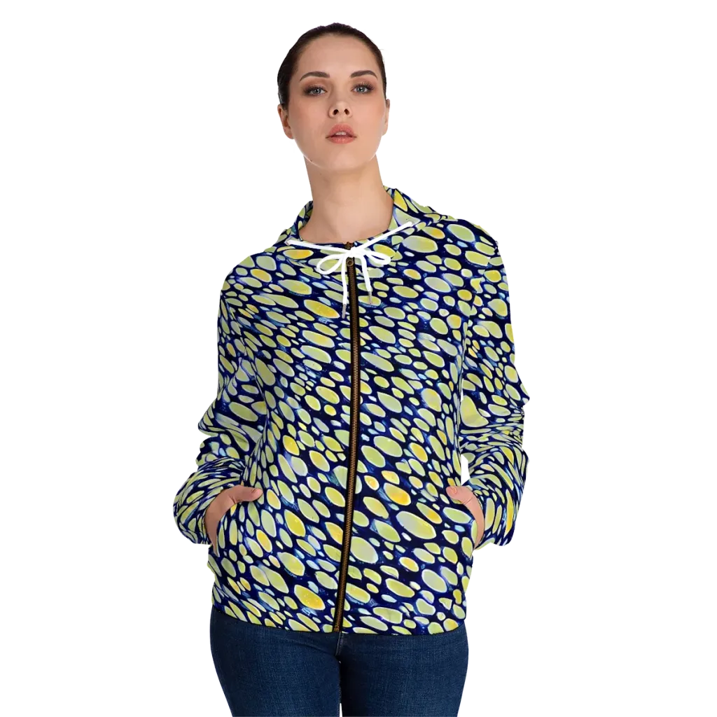 Midnight Citrine on Women's Full-Zip Hoodie — Front On Person