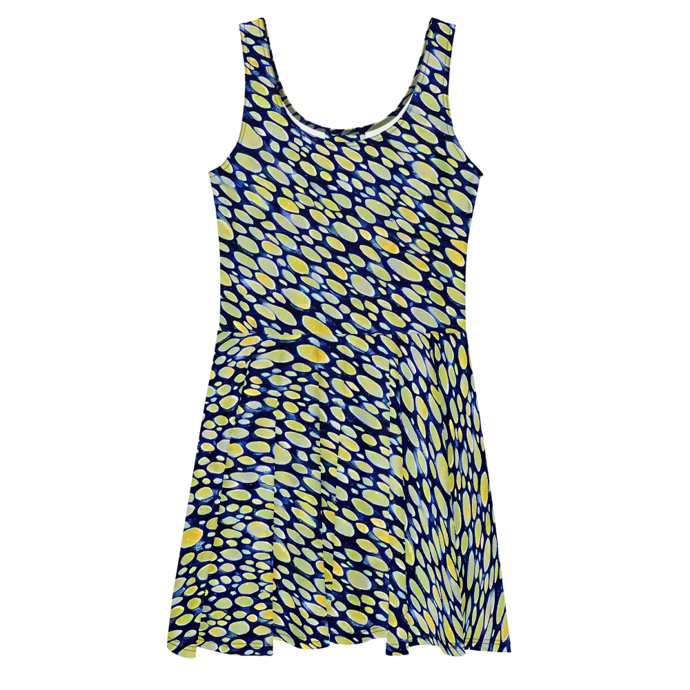 Midnight Citrine on Skater Dress — Front