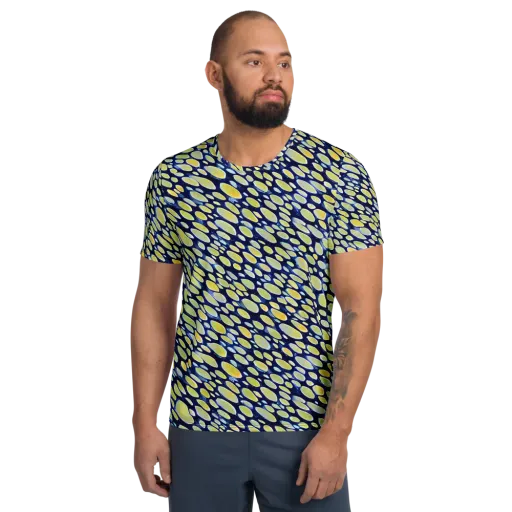 Midnight Citrine on a Men's Athletic T-Shirt