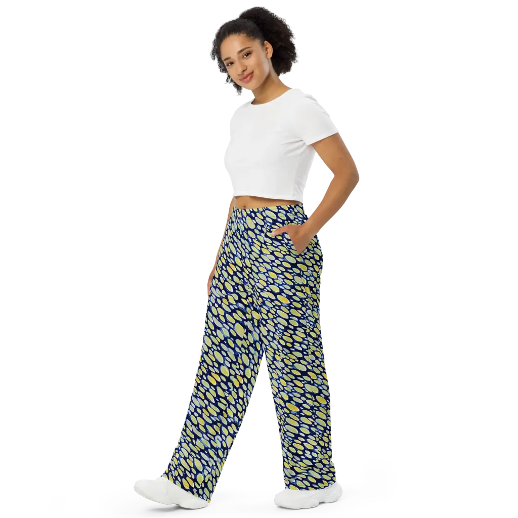 Midnight Citrine on Wide-Leg Pants — Left Front