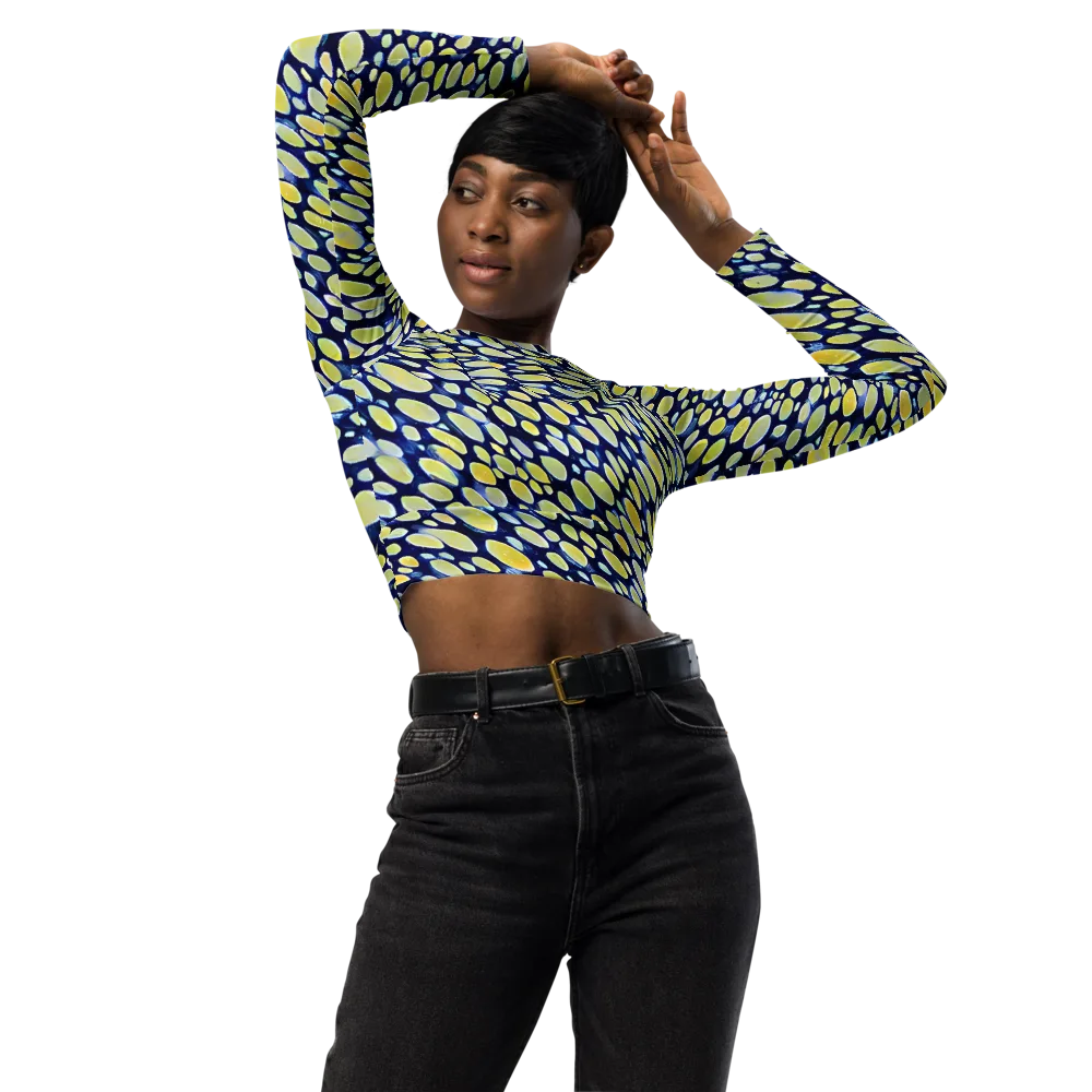 Midnight Citrine on Long Sleeve Crop Top — Front