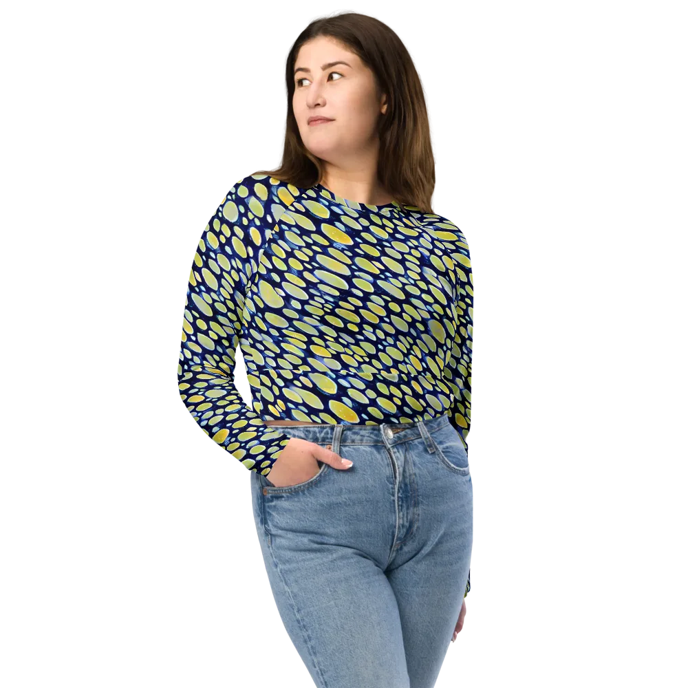 Midnight Citrine on Long Sleeve Crop Top — Front
