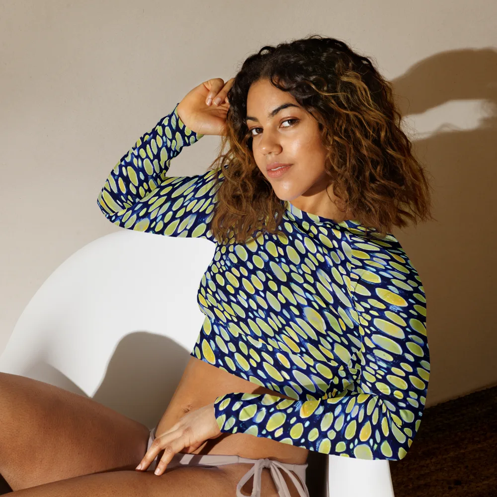 Midnight Citrine on Long Sleeve Crop Top — Left Front