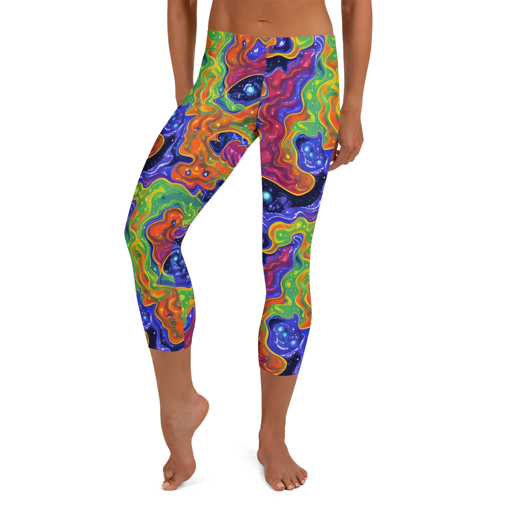 Prism Nebula on Capri Leggings — Front