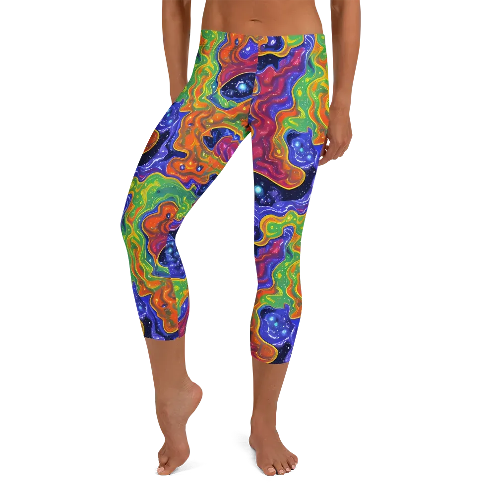 Prism Nebula on Capri Leggings — Front