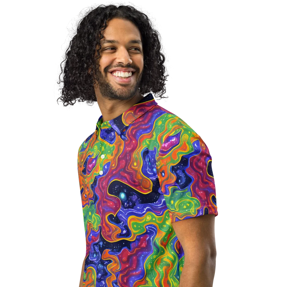 Prism Nebula on Men's Slim Fit Polo Shirt — Left Front