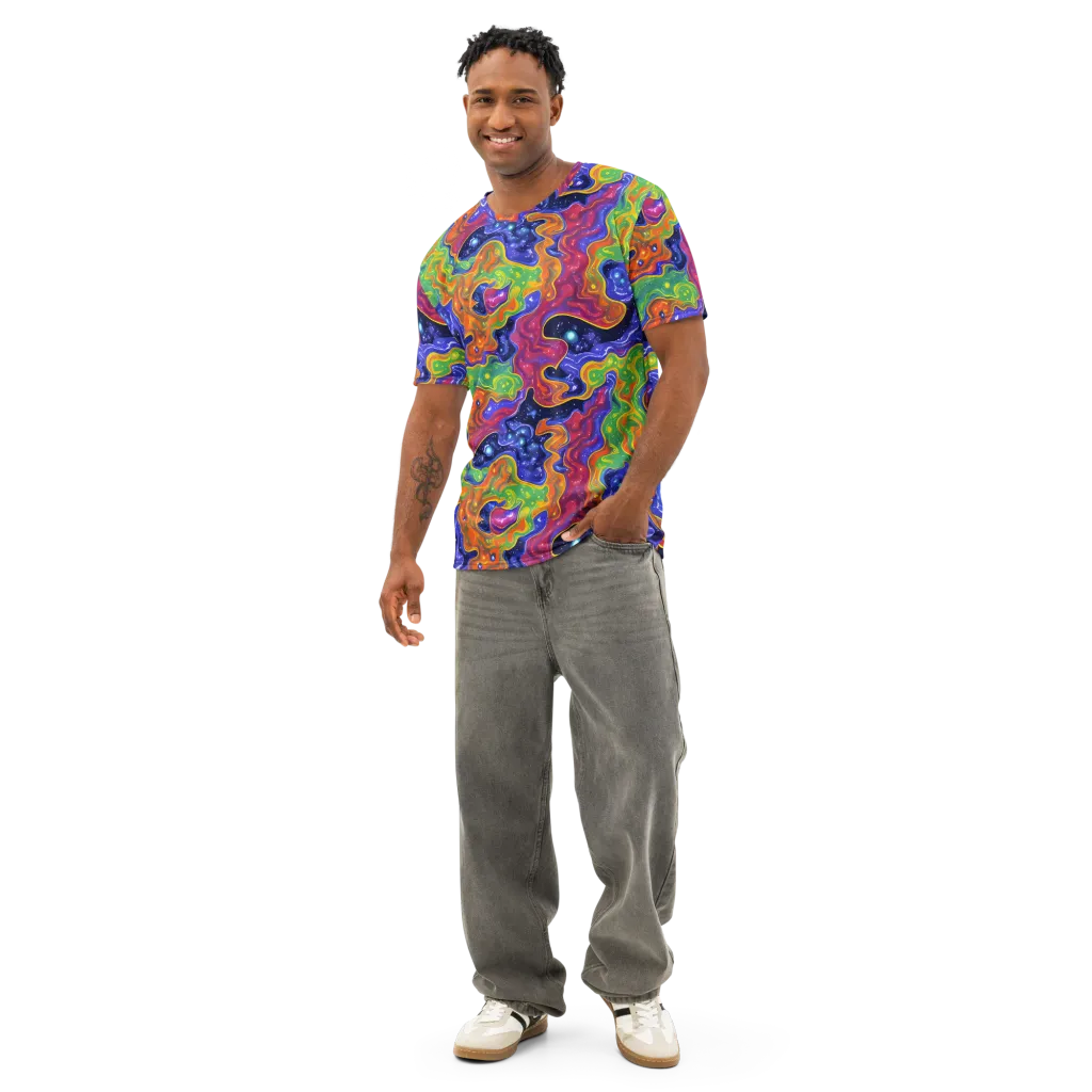 Prism Nebula on Men's Cotton Crew Neck T-Shirt — Front