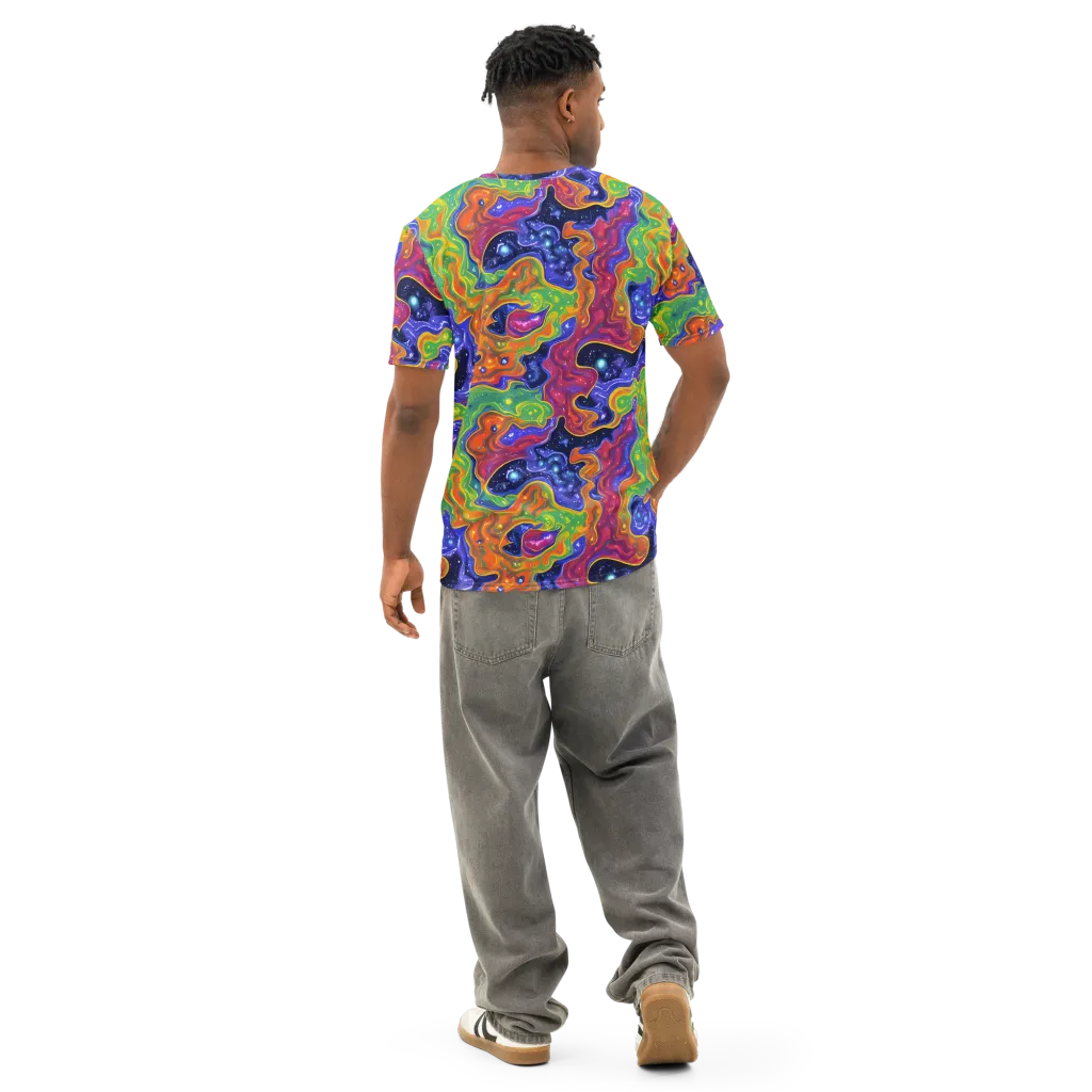 Prism Nebula on Men's Cotton Crew Neck T-Shirt — Back