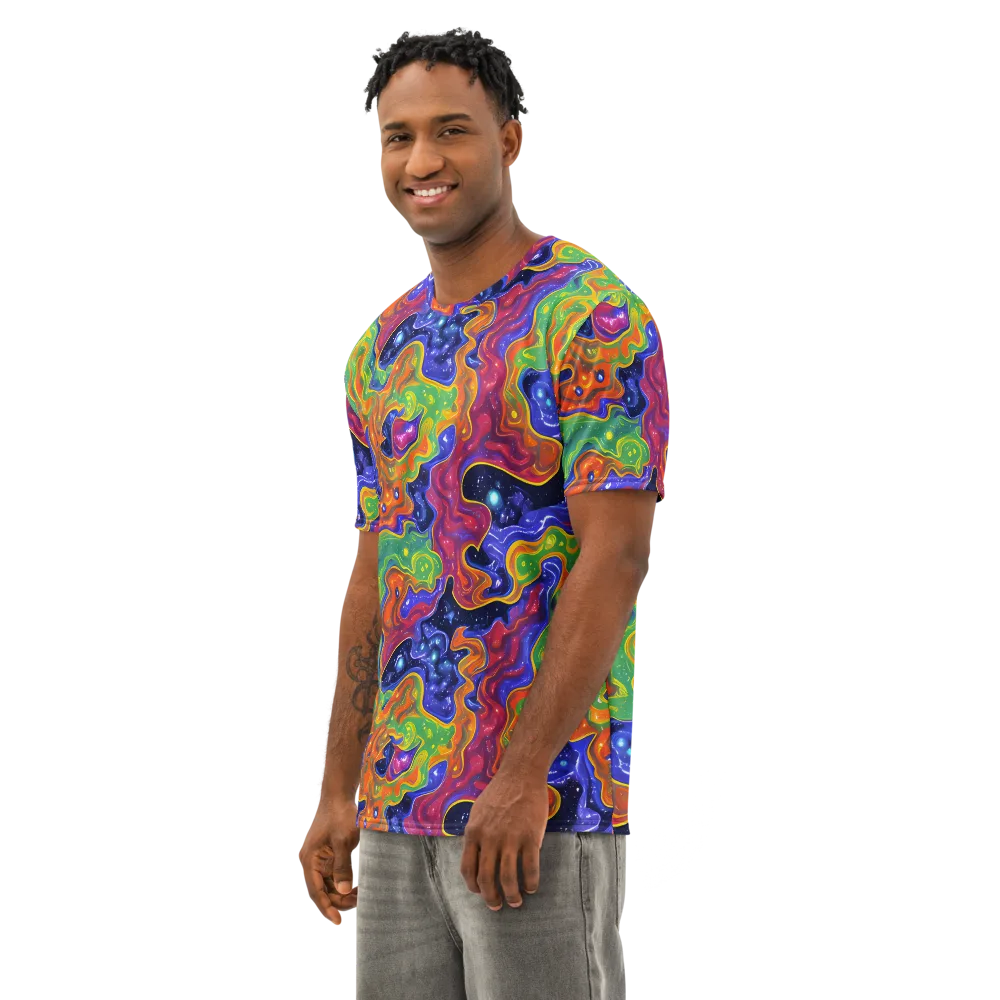 Prism Nebula on Men's Cotton Crew Neck T-Shirt — Left Front