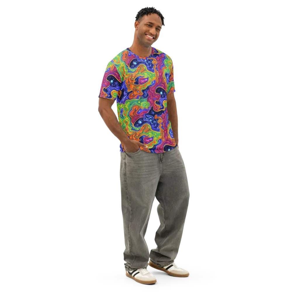 Prism Nebula on Men's Cotton Crew Neck T-Shirt — Right Front