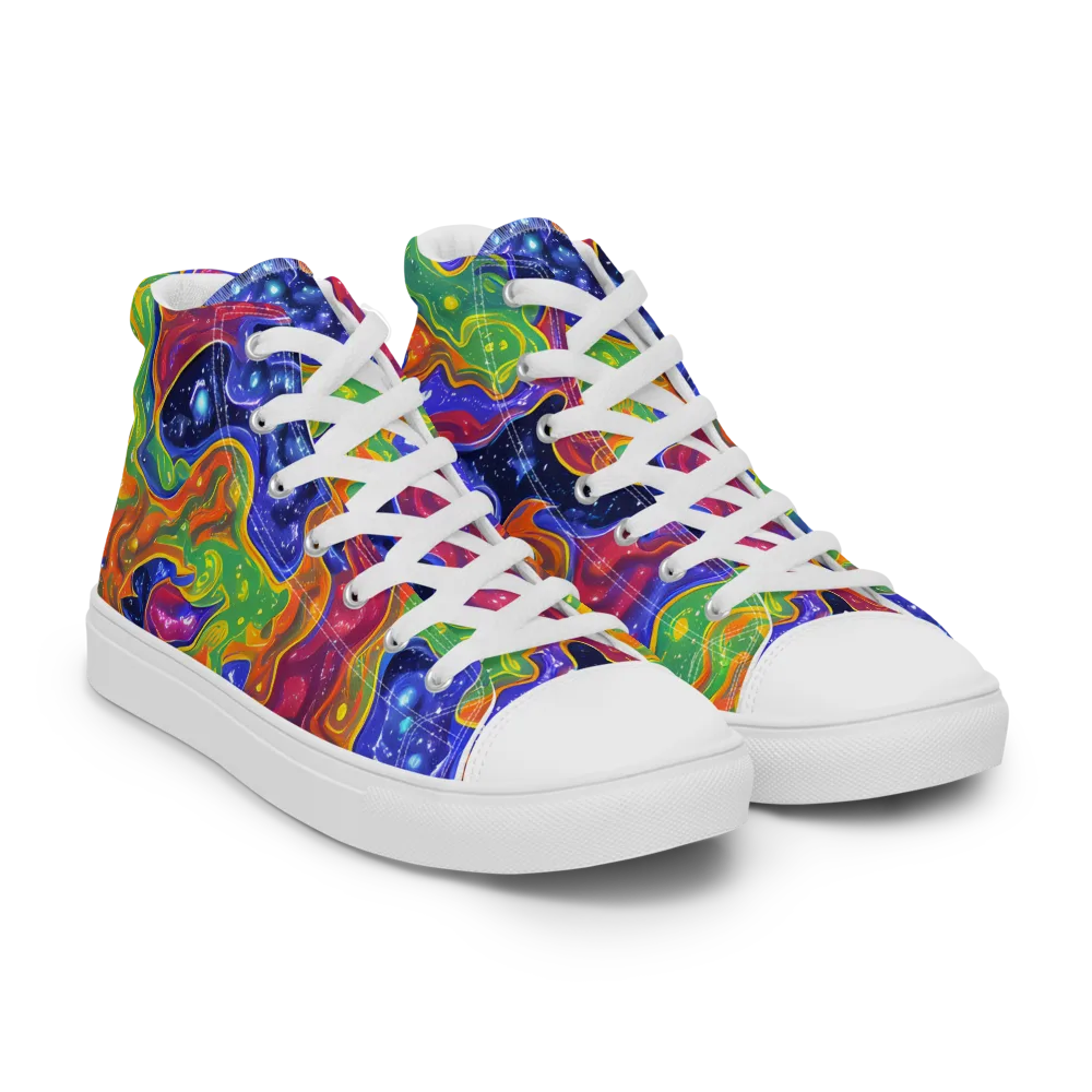 Prism Nebula on Men's High Top Canvas Shoes — Right Front