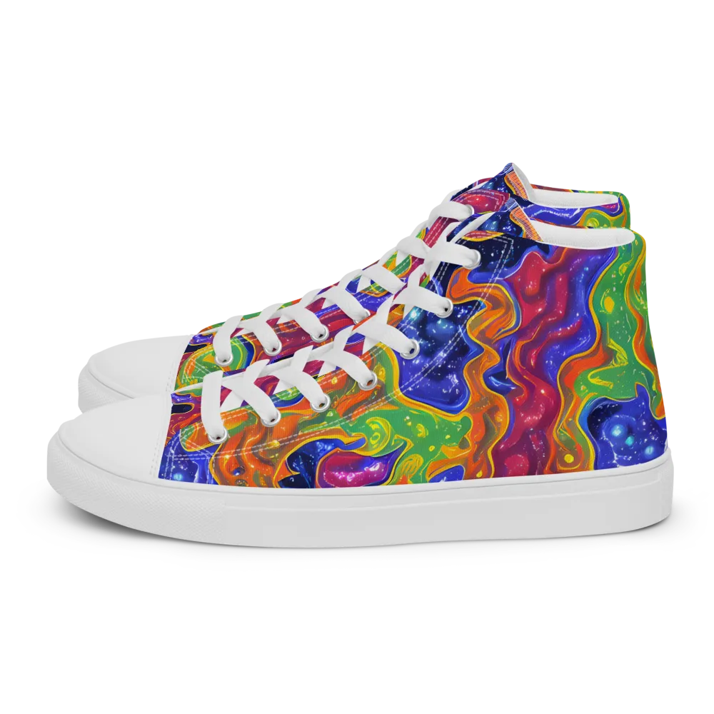 Prism Nebula on Men's High Top Canvas Shoes — Left