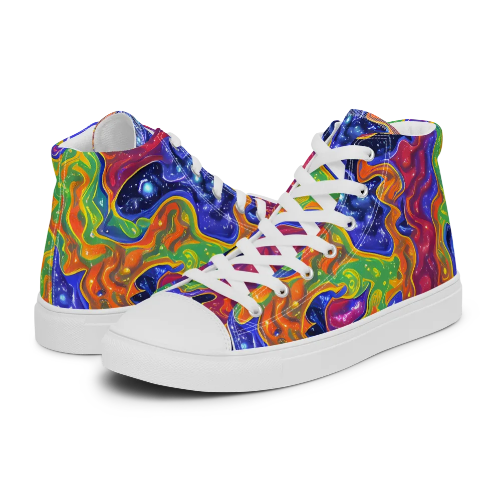 Prism Nebula on Men's High Top Canvas Shoes — Left