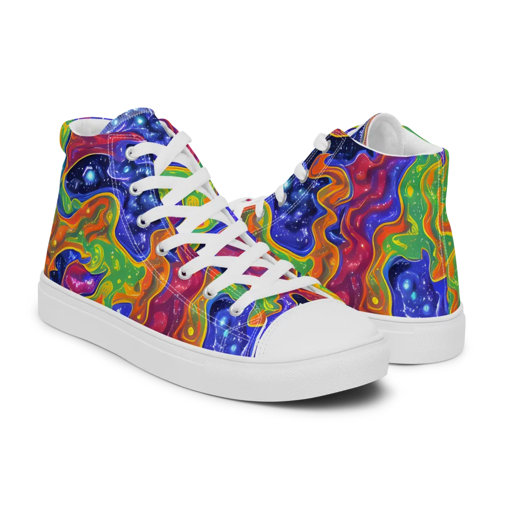 Prism Nebula on Men's High Top Canvas Shoes — Right