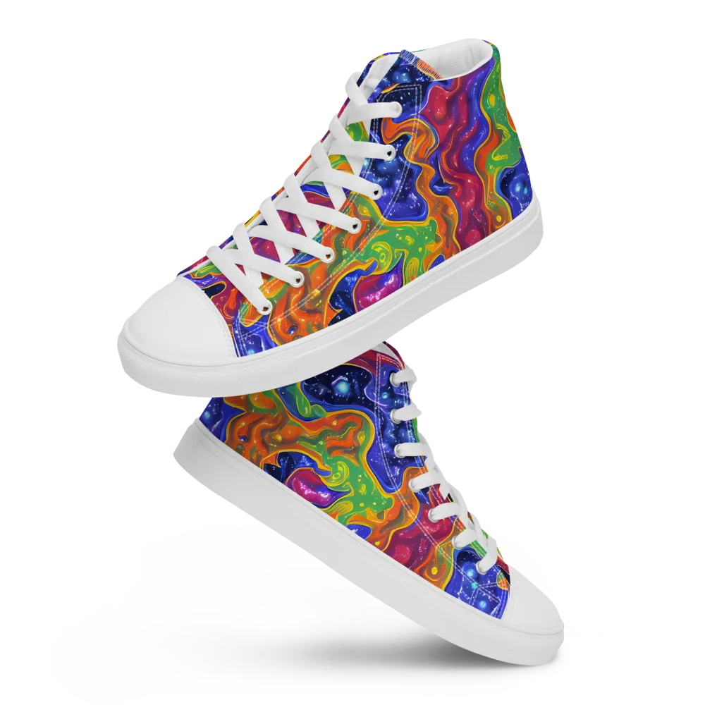 Prism Nebula on Men's High Top Canvas Shoes — Front