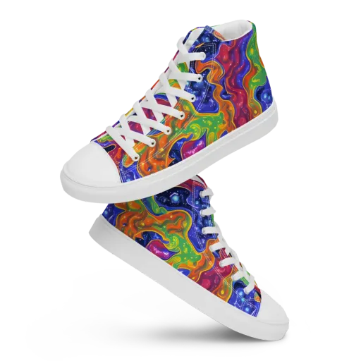 Prism Nebula on a Men's High Top Canvas Shoes