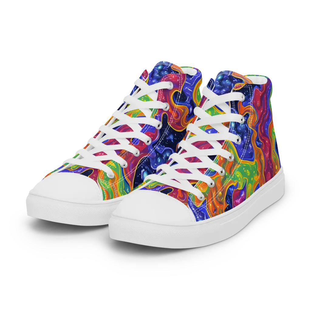 Prism Nebula on Women's High Top Canvas Shoes — Left Front