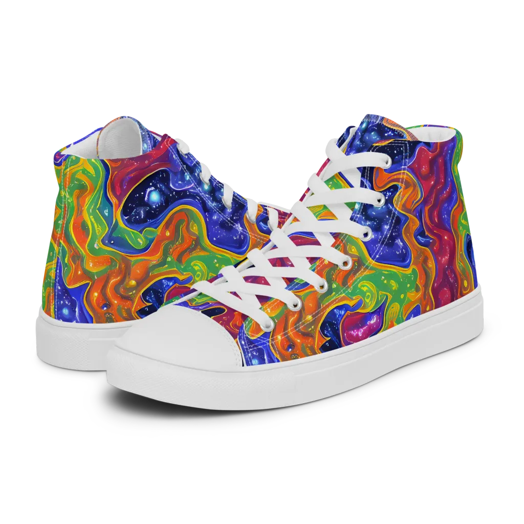Prism Nebula on Women's High Top Canvas Shoes — Left