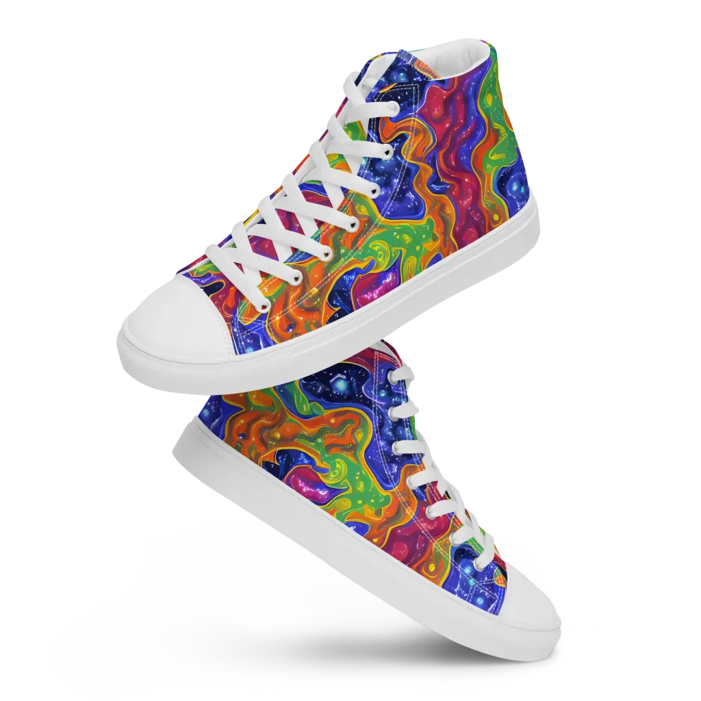 Prism Nebula on Women's High Top Canvas Shoes — Front