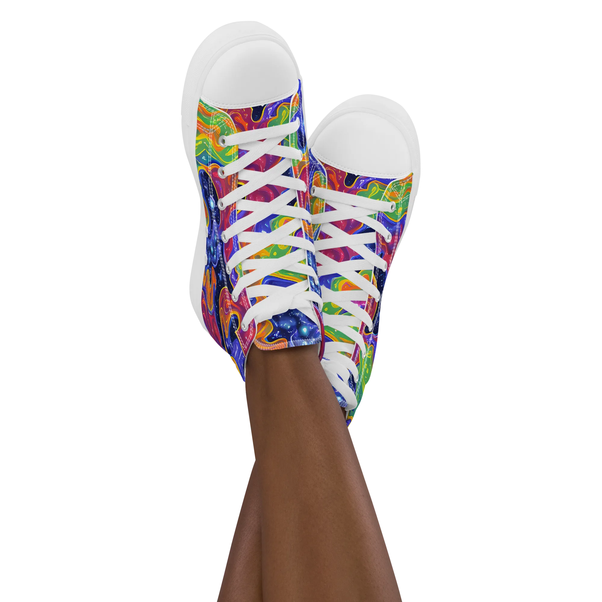 Prism Nebula on Women's High Top Canvas Shoes — Front