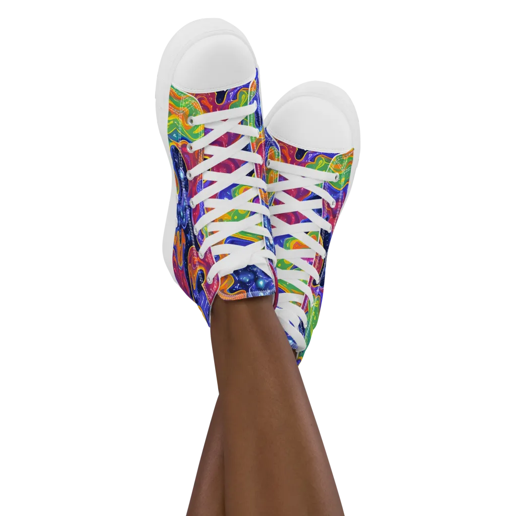 Prism Nebula on Women's High Top Canvas Shoes — Front